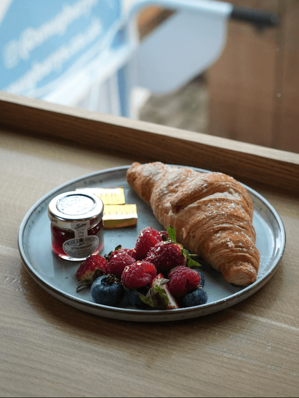 Fresh croissants with coffee at Bridge St Coffee